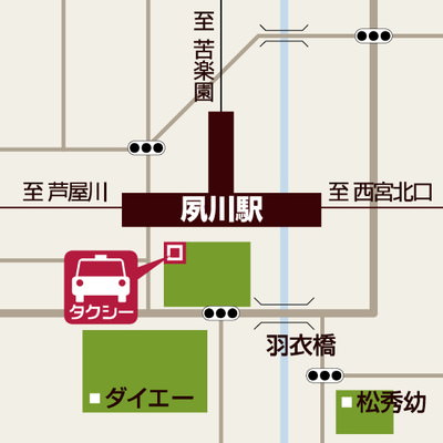 夙川駅出口から南へ10メートル