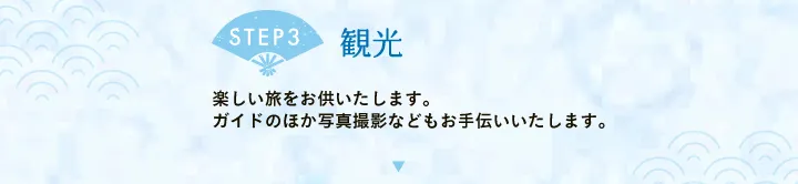 【STEP3 観光】楽しい旅をお供いたします。ガイドのほか写真撮影などもお手伝いいたします。