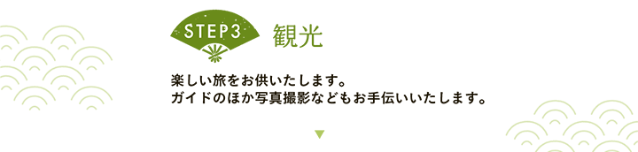 【STEP3 観光】楽しい旅をお供いたします。ガイドのほか写真撮影などもお手伝いいたします。
