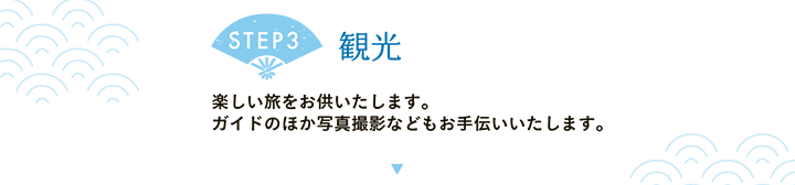 【STEP3 観光】楽しい旅をお供いたします。ガイドのほか写真撮影などもお手伝いいたします。
